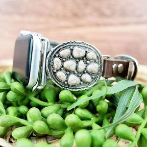 WHITE PEBBLE BEACH ADJUSTABLE BAND FOR APPLE WATCH, 38MM-40MM